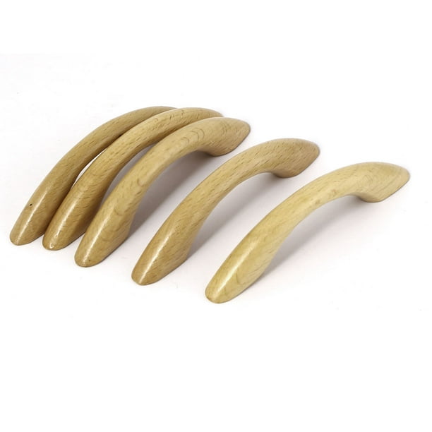 91mm x 12mm x 24mm Screw Fixing Wood Pull Handles Hardware Beige 5 Pcs